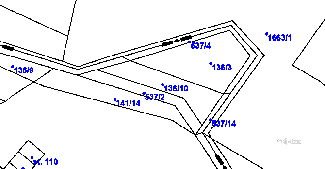 Parcela st. 136/10 v KÚ Valašské Příkazy, Katastrální mapa