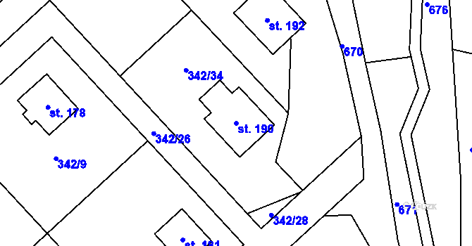 Parcela st. 190 v KÚ Valašské Příkazy, Katastrální mapa