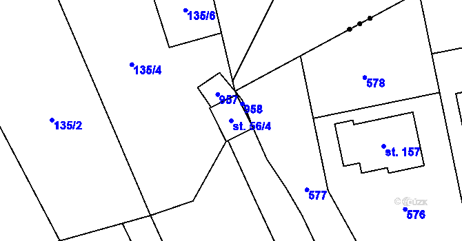 Parcela st. 56/4 v KÚ Valašské Příkazy, Katastrální mapa