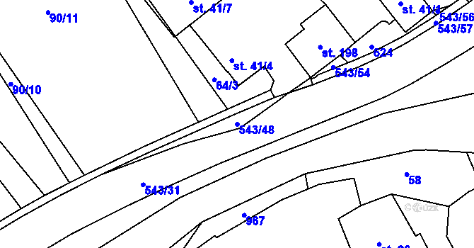 Parcela st. 543/48 v KÚ Valašské Příkazy, Katastrální mapa