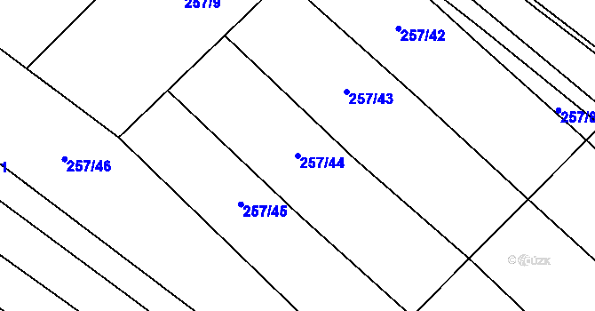Parcela st. 257/44 v KÚ Valašské Příkazy, Katastrální mapa
