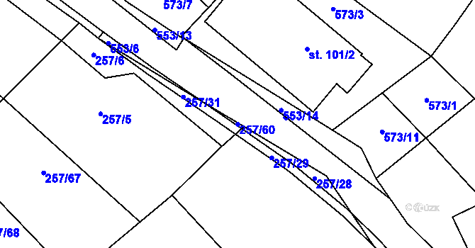 Parcela st. 257/60 v KÚ Valašské Příkazy, Katastrální mapa