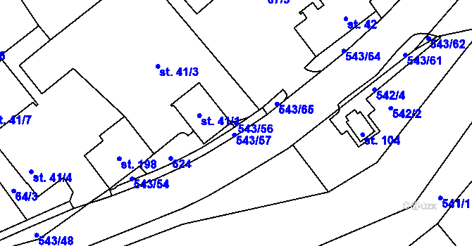 Parcela st. 543/56 v KÚ Valašské Příkazy, Katastrální mapa