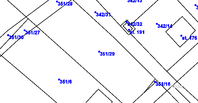 Parcela st. 351/29 v KÚ Valašské Příkazy, Katastrální mapa