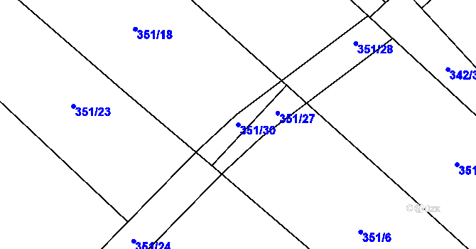 Parcela st. 351/30 v KÚ Valašské Příkazy, Katastrální mapa