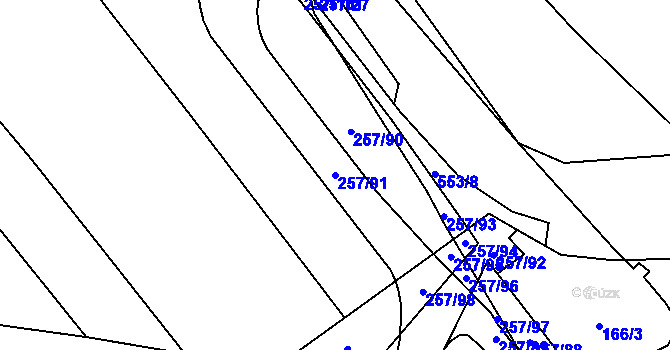 Parcela st. 257/91 v KÚ Valašské Příkazy, Katastrální mapa
