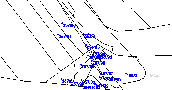 Parcela st. 257/93 v KÚ Valašské Příkazy, Katastrální mapa