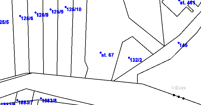 Parcela st. 67 v KÚ Valdice, Katastrální mapa