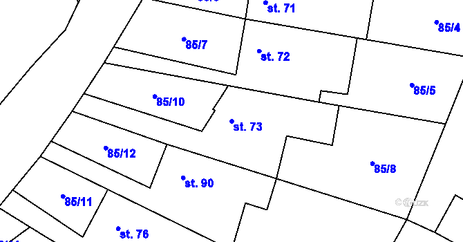 Parcela st. 73 v KÚ Valdice, Katastrální mapa