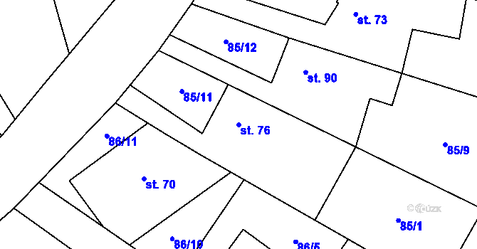 Parcela st. 76 v KÚ Valdice, Katastrální mapa