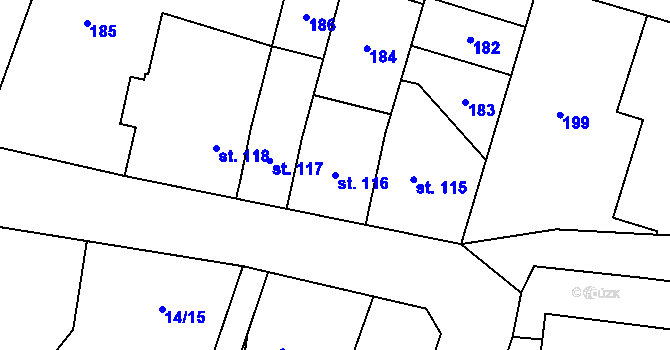 Parcela st. 116 v KÚ Valdice, Katastrální mapa