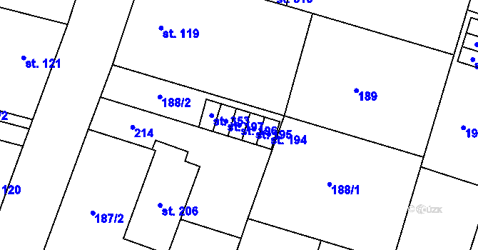 Parcela st. 196 v KÚ Valdice, Katastrální mapa