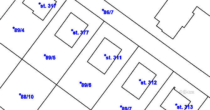 Parcela st. 311 v KÚ Valdice, Katastrální mapa