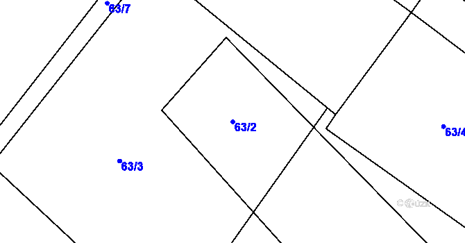 Parcela st. 63/2 v KÚ Valdice, Katastrální mapa