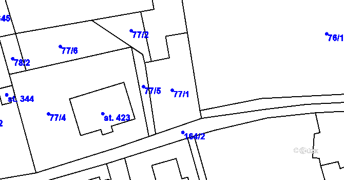 Parcela st. 77/1 v KÚ Valdice, Katastrální mapa