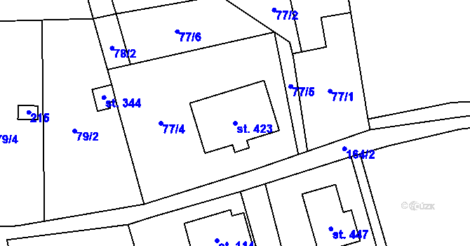 Parcela st. 423 v KÚ Valdice, Katastrální mapa