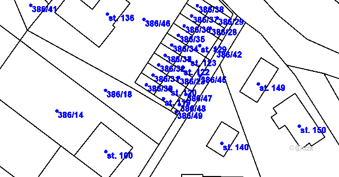 Parcela st. 120 v KÚ Přibyslav u Nové Paky, Katastrální mapa