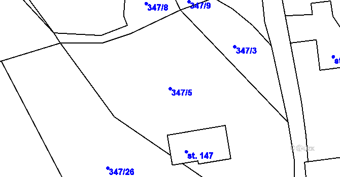 Parcela st. 347/5 v KÚ Přibyslav u Nové Paky, Katastrální mapa