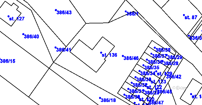 Parcela st. 136 v KÚ Přibyslav u Nové Paky, Katastrální mapa