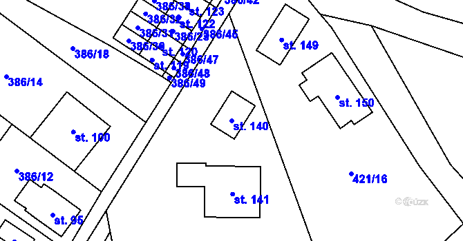 Parcela st. 140 v KÚ Přibyslav u Nové Paky, Katastrální mapa