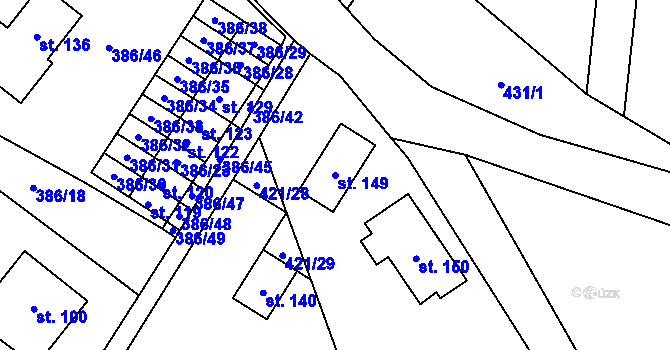 Parcela st. 149 v KÚ Přibyslav u Nové Paky, Katastrální mapa