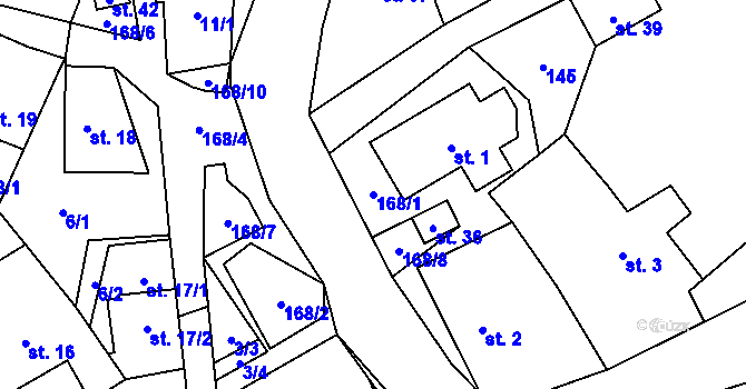Parcela st. 168/1 v KÚ Pustá Proseč, Katastrální mapa