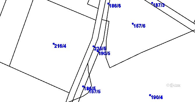Parcela st. 190/5 v KÚ Pustá Proseč, Katastrální mapa