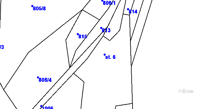 Parcela st. 6 v KÚ Valdov, Katastrální mapa