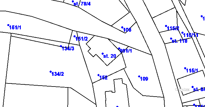 Parcela st. 20 v KÚ Valdov, Katastrální mapa