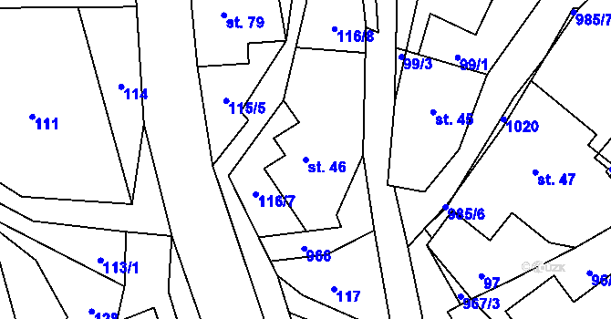 Parcela st. 46 v KÚ Valdov, Katastrální mapa