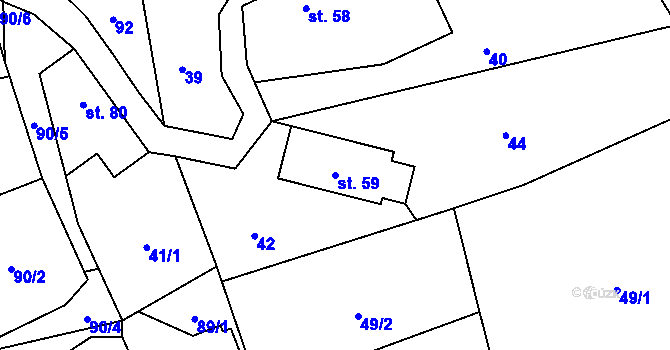 Parcela st. 59 v KÚ Valdov, Katastrální mapa