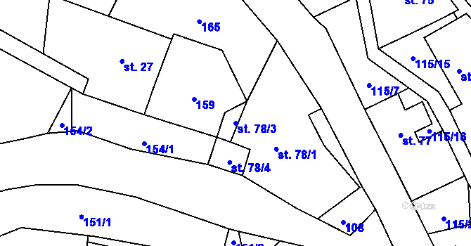 Parcela st. 78/3 v KÚ Valdov, Katastrální mapa
