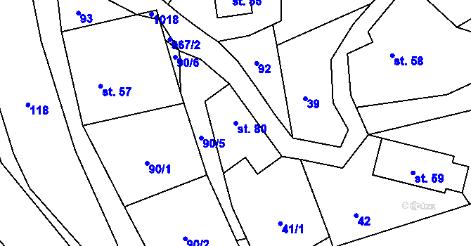 Parcela st. 80 v KÚ Valdov, Katastrální mapa