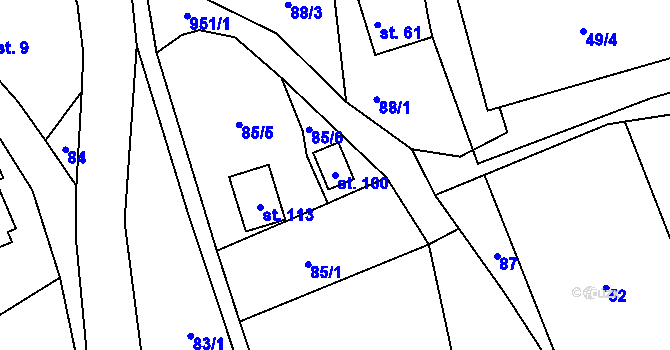 Parcela st. 100 v KÚ Valdov, Katastrální mapa