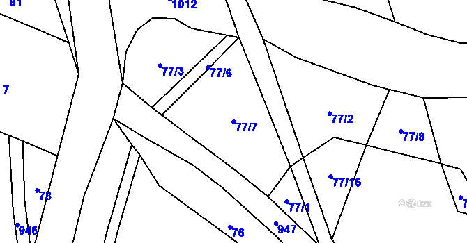 Parcela st. 77/7 v KÚ Valdov, Katastrální mapa