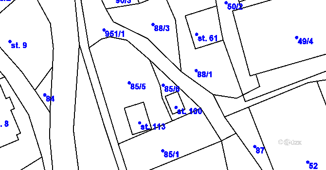 Parcela st. 85/6 v KÚ Valdov, Katastrální mapa