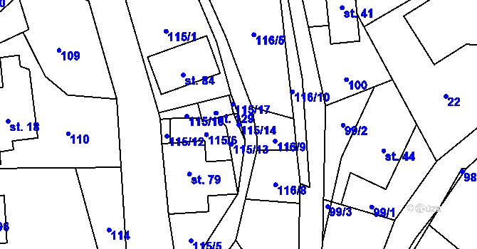Parcela st. 115/14 v KÚ Valdov, Katastrální mapa