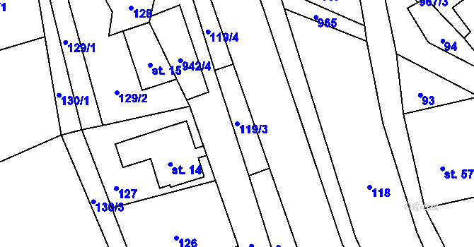 Parcela st. 119/3 v KÚ Valdov, Katastrální mapa