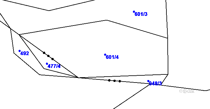 Parcela st. 601/4 v KÚ Valdov, Katastrální mapa