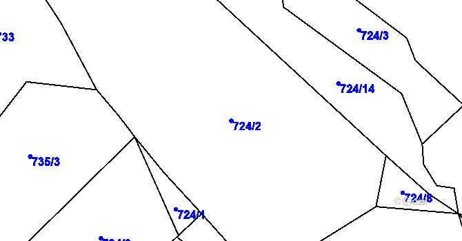 Parcela st. 724/2 v KÚ Valdov, Katastrální mapa