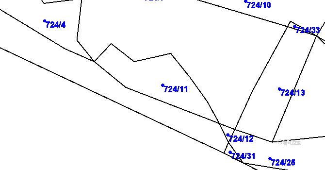 Parcela st. 724/11 v KÚ Valdov, Katastrální mapa
