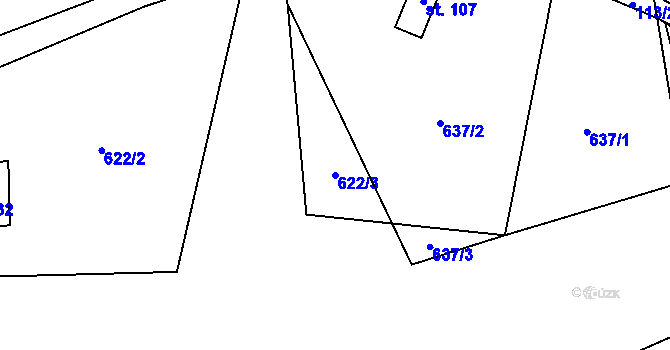 Parcela st. 622/3 v KÚ Valdov, Katastrální mapa