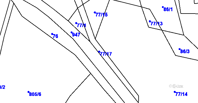 Parcela st. 77/17 v KÚ Valdov, Katastrální mapa