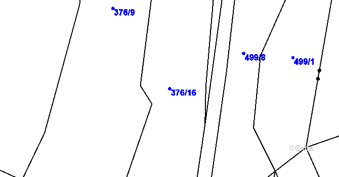 Parcela st. 376/16 v KÚ Valdov, Katastrální mapa