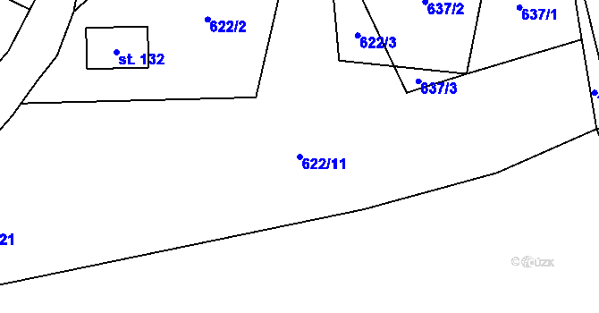 Parcela st. 622/11 v KÚ Valdov, Katastrální mapa