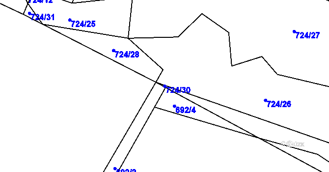 Parcela st. 724/30 v KÚ Valdov, Katastrální mapa