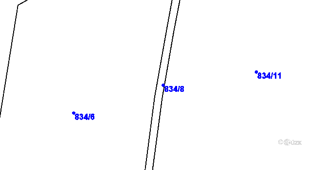 Parcela st. 834/8 v KÚ Valdov, Katastrální mapa