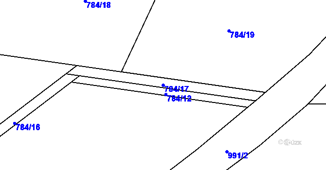 Parcela st. 784/17 v KÚ Valdov, Katastrální mapa