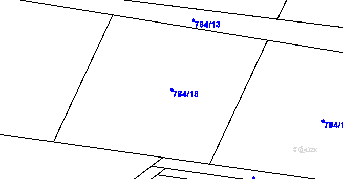 Parcela st. 784/18 v KÚ Valdov, Katastrální mapa