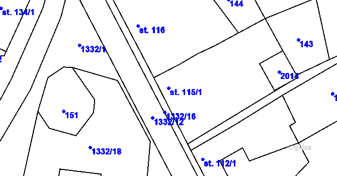 Parcela st. 115/1 v KÚ Valeč v Čechách, Katastrální mapa